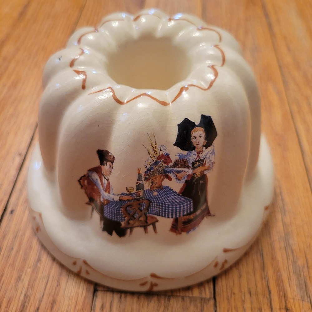 Vintage French Alsatian Ceramic Mini Pan Kouglof Mold Wall Decor Cottage Country